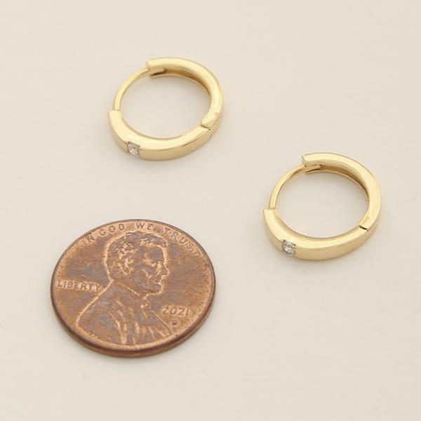 14K GOLD DIPPED CZ SMALL ACCENT HUGGIE EARRING