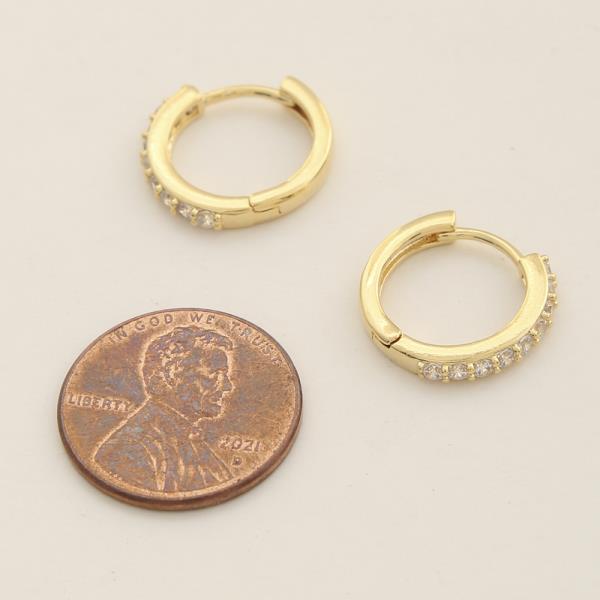 14K GOLD DIPPED CZ HUGGIE HOOP EARRING