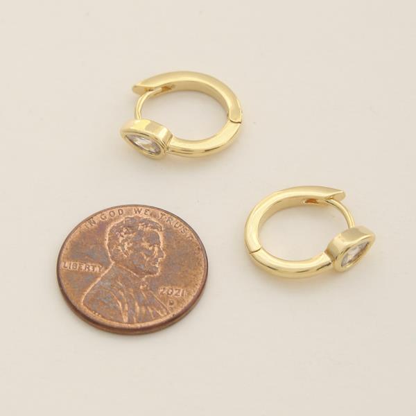 14K GOLD DIPPED CZ HUGGIE HOOP EARRING