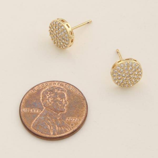 14K GOLD DIPPED CZ ROUND STUD EARRING