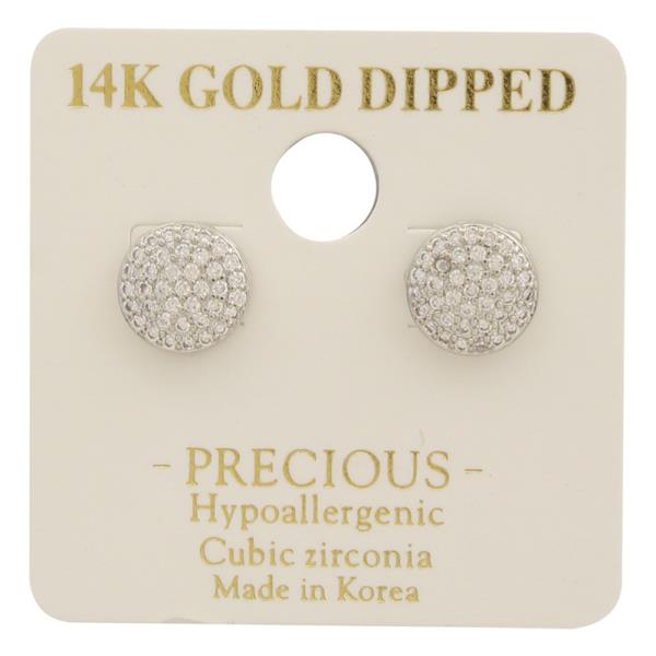 14K GOLD DIPPED CZ ROUND STUD EARRING