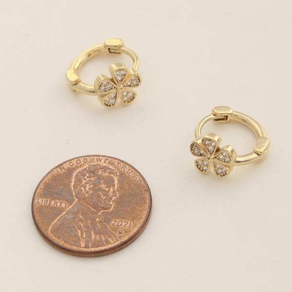 14K GOLD DIPPED LUCKY SPARKLING HUGGIE EARRING
