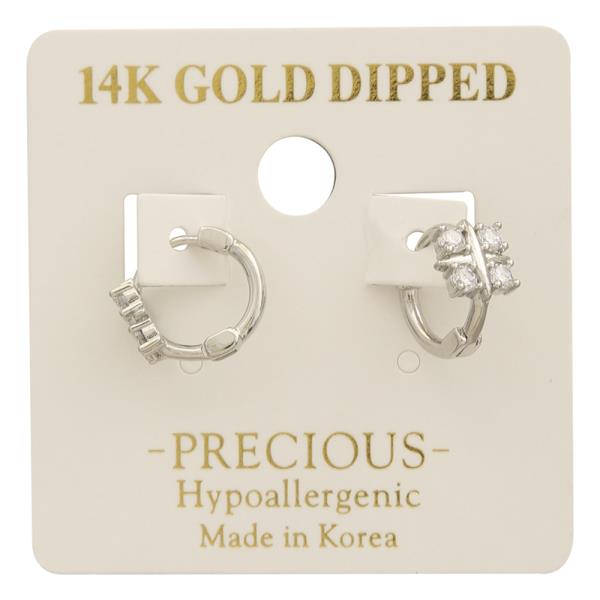 14K GOLD DIPPED SPARKLING HUGGIE EARRING