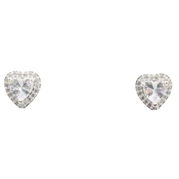 CZ HEART STUD EARRING