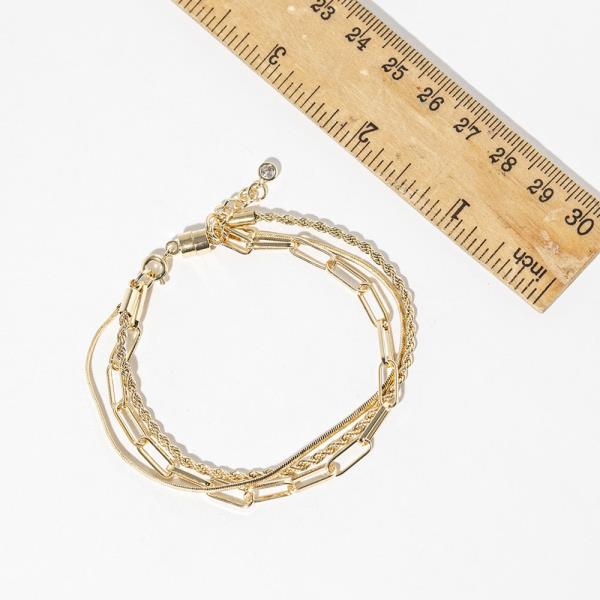 GOLD DIPPED METAL CHAIN MULTI BRACELET SET