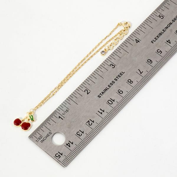 METAL CHAIN CHERRY CHARM BRACELET