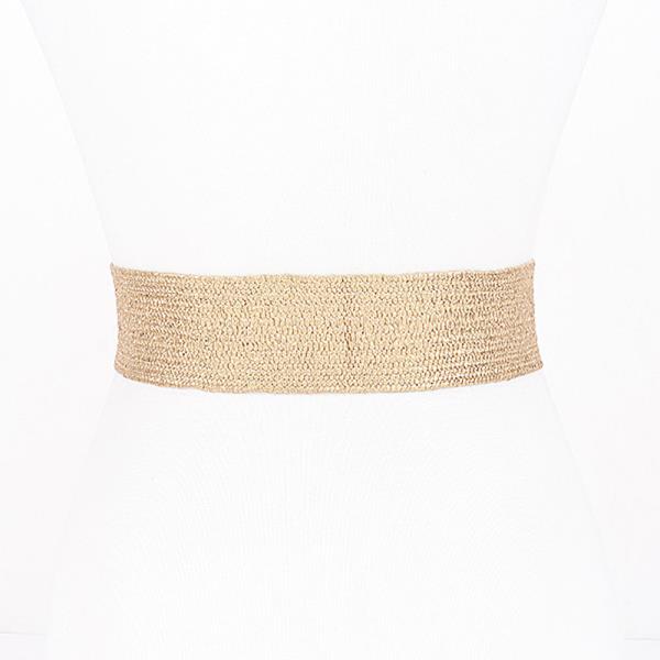 DUAL FLORAL BUCKLE ELASTIC WOVEN WAIST BELT