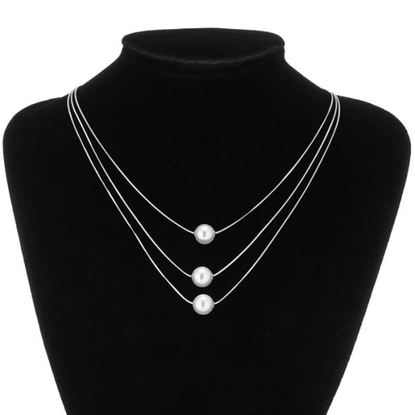 SECRET BOX STAINLESS STEEL PEARL LAYERED NECKLACE