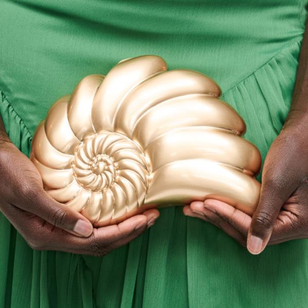 SCULPTED NAUTILUS SHELL ISLA EVENING BAG