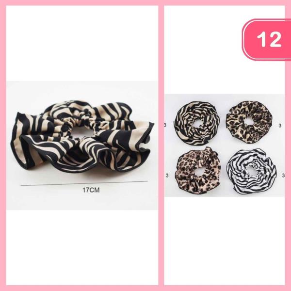 ZEBRA PRINT HAIR SCRUNCHIE (12 UNITS)