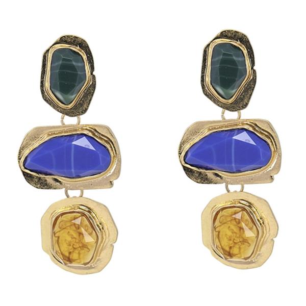 MULTI STONE GEOMETRIC DROP EARRING