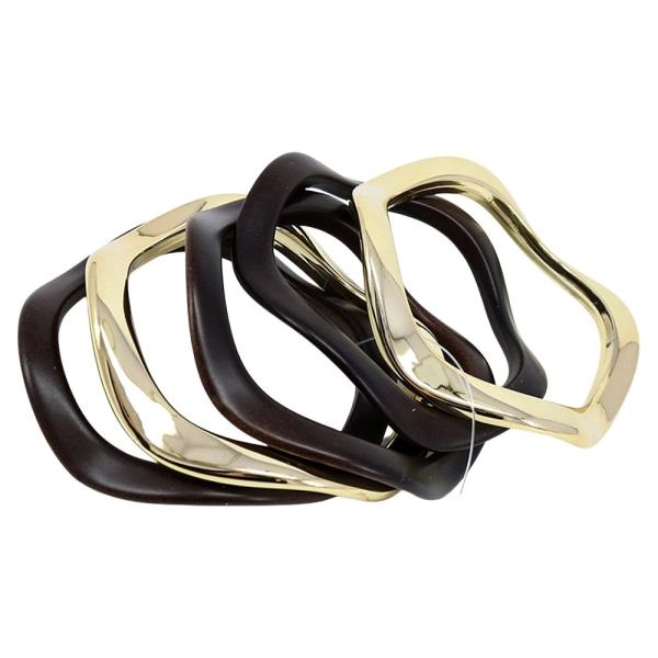ABSTRACT METAL RESIN BANGLE BRACELET SET