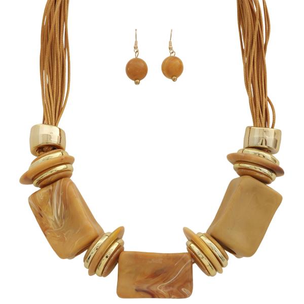 ABSTRACT METALLIC STATEMENT MULTI STRAND NECKLACE EARRING SET