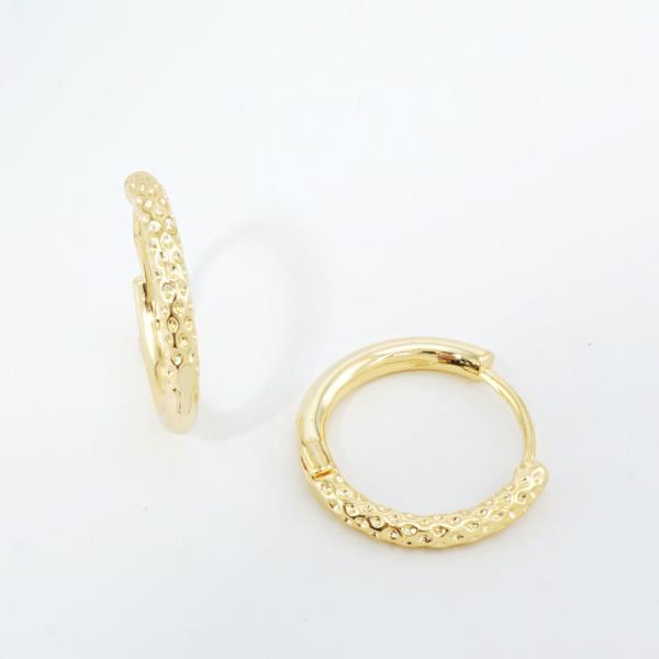 14K GOLD WHITE GOLD DIPPED BEADED TEXTURE HOOPS