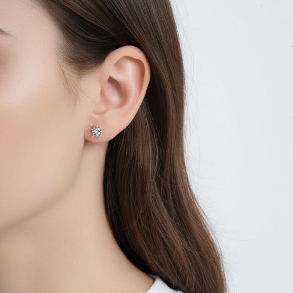 14K GOLD WHITE GOLD DIPPED PRINCESS CUT CZ STUDS
