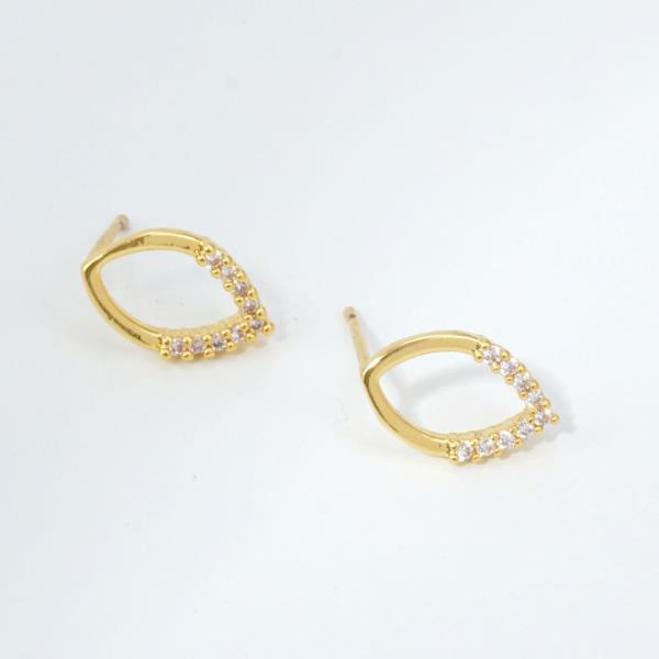 14K GOLD WHITE GOLD DIPPED OPEN PEAR CZ STUDS