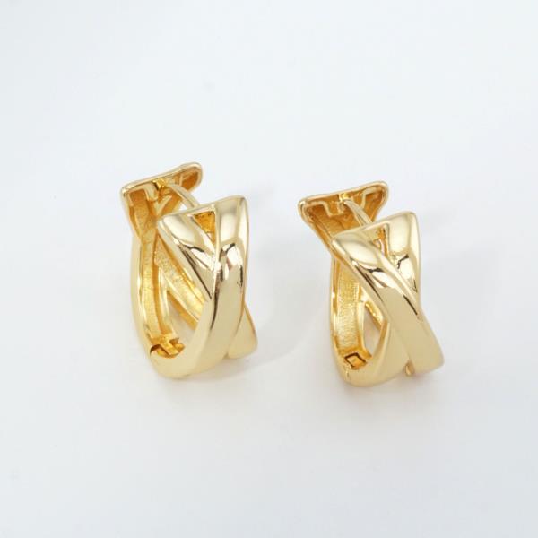 14K GOLD WHITE GOLD DIPPED CRISSCROSS HUGGIES