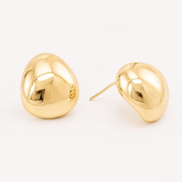 14K GOLD WHITE GOLD DIPPED ORGANIC DROP STUDS