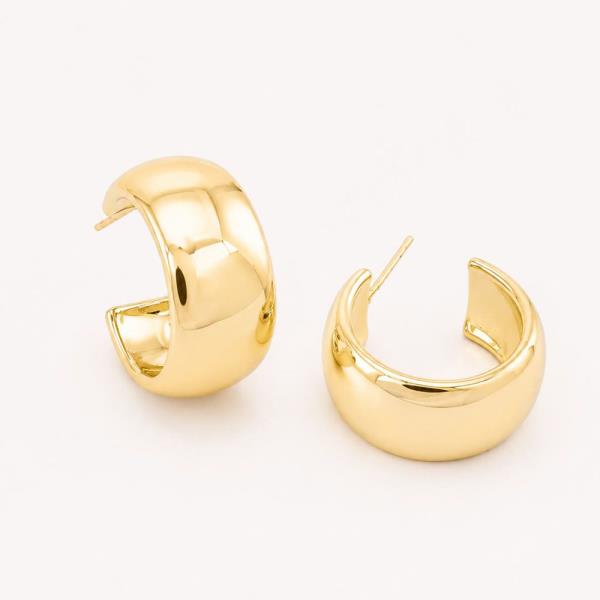 14K GOLD WHITE GOLD DIPPED WIDE HOOPS
