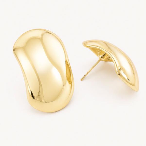 14K GOLD WHITE GOLD DIPPED SCULPTURAL STUDS