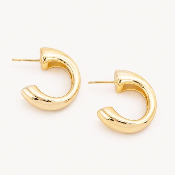 14K GOLD WHITE GOLD DIPPED TUBE HOOP EARRINGS