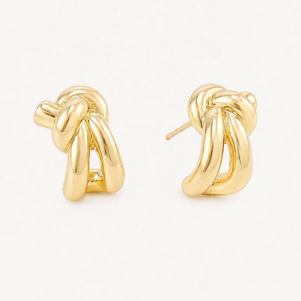 14K GOLD WHITE GOLD DIPPED KNOT STUD EARRINGS