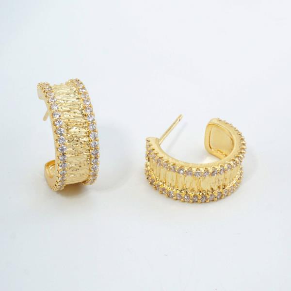 14K GOLD WHITE GOLD DIPPED TEXTURED CZ HUGGIES
