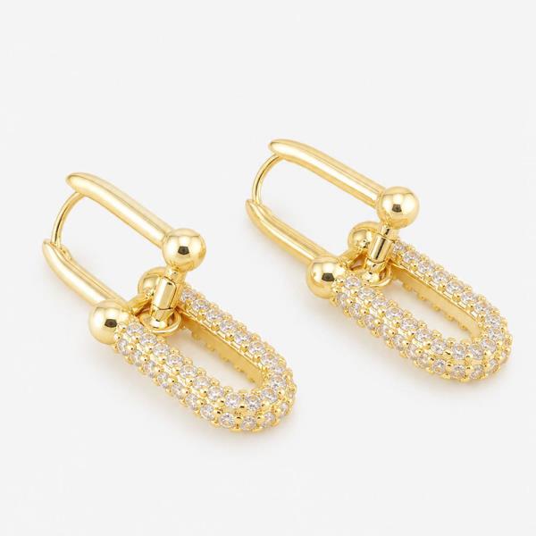 14K GOLD WHITE GOLD DIPPED OVAL LINK HUGGIES