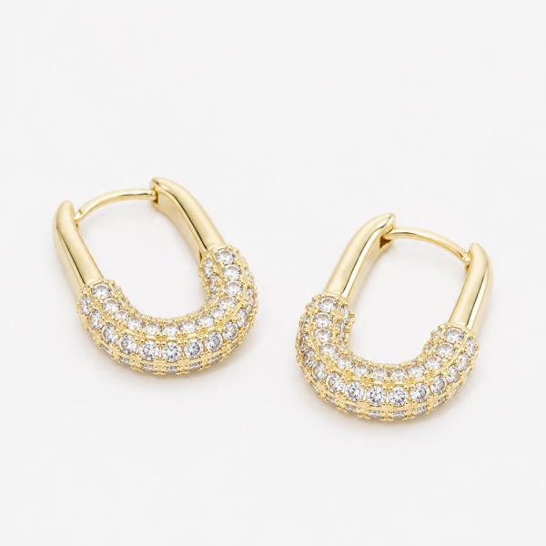14K GOLD WHITE GOLD DIPPED CZ PAVE HUGGIES