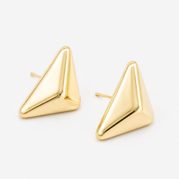 14K GOLD WHITE GOLD DIPPED CHUNKY TRIANGLE STUDS