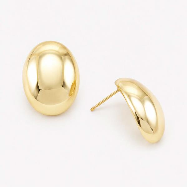 14K GOLD WHITE GOLD DIPPED CHUNKY OVAL STUDS