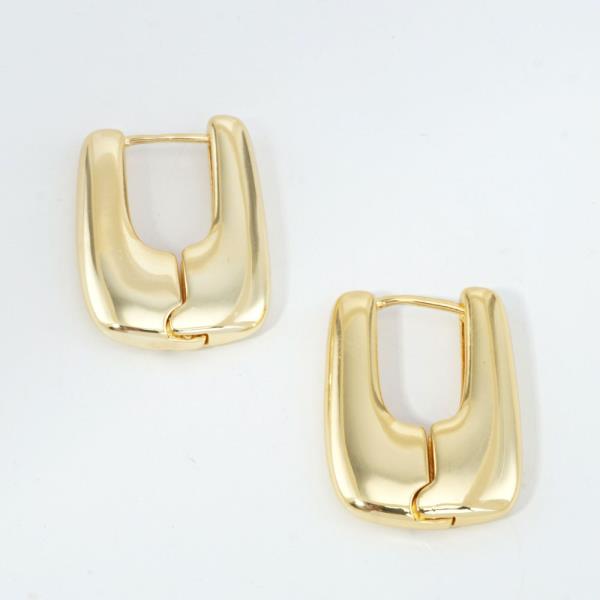 14K GOLD WHITE GOLD DIPPED RECTANGULAR HUGGIES
