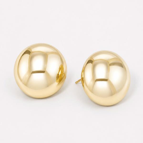 14K GOLD WHITE GOLD DIPPED CHUNKY ROUND STUDS