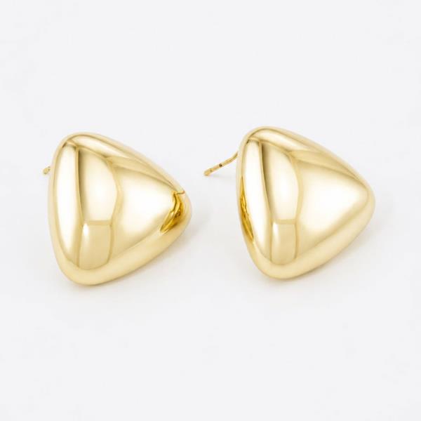 14K GOLD WHITE GOLD SIPPED PUFF TRIANGLE STUDS