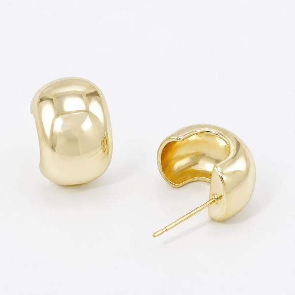 14K GOLD WHITE GOLD DIPPED PUFF OVAL STUDS