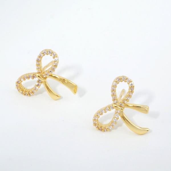 14K GOLD WHITE GOLD DIPPED RIBBON CZ STUDS
