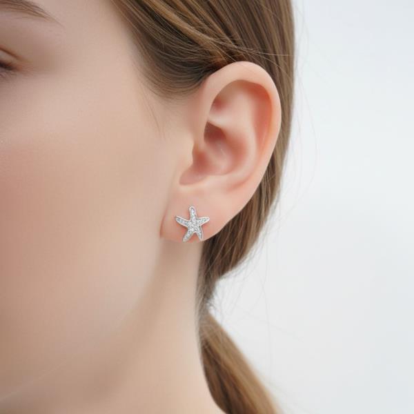14K GOLD WHITE GOLD DIPPED COASTAL CZ STUDS