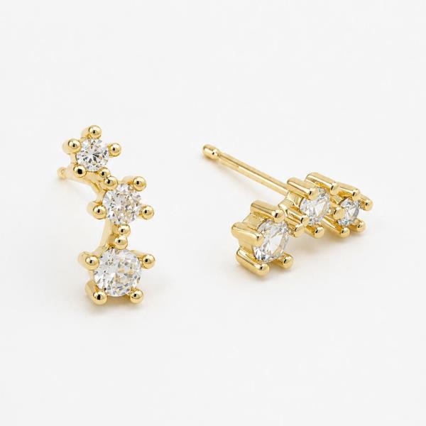 14K GOLD WHITE GOLD DIPPED GRADUATED CZ STUDS