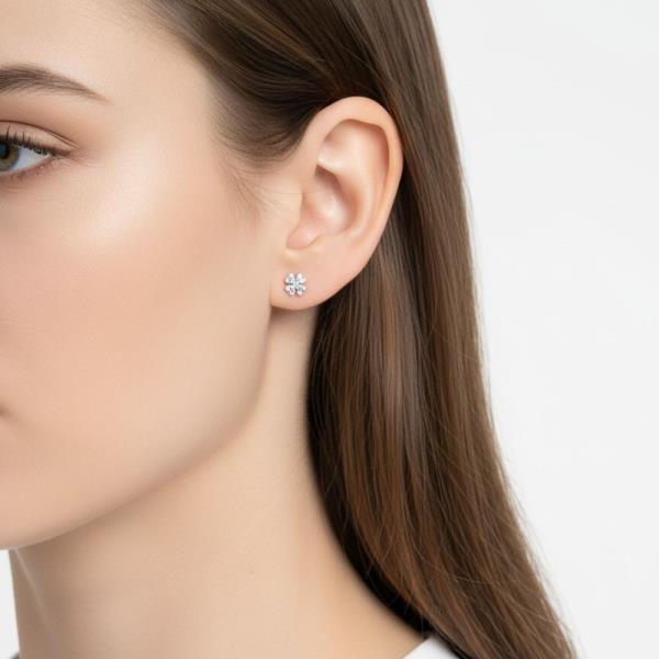 14K GOLD WHITE GOLD DIPPED FLORAL STUDS