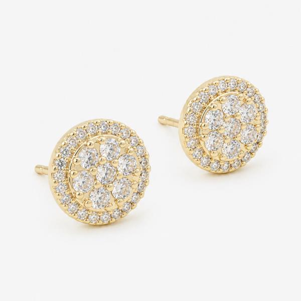 14K GOLD WHITE GOLD DIPPED CZ CLUSTER STUDS