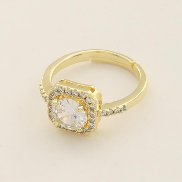 SODAJO SQUARE CZ GOLD DIPPED ADJUSTABLE RING