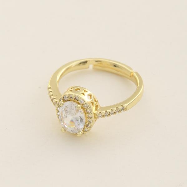 SODAJO OVAL CZ GOLD DIPPED ADJUSTABLE RING