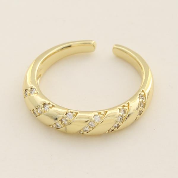 SODAJO TWISTED PATTERN CZ GOLD DIPPED ADJUSTABLE RING