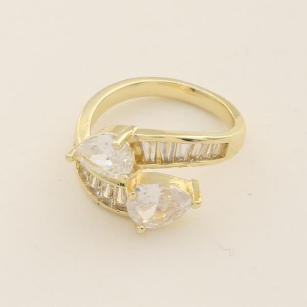 SODAJO CROSSOVER DESIGN CZ GOLD DIPPED ADJUSTABLE RING