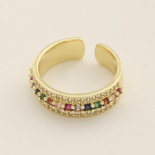 SODAJO MULTI COLOR CZ GOLD DIPPED ADJUSTABLE RING