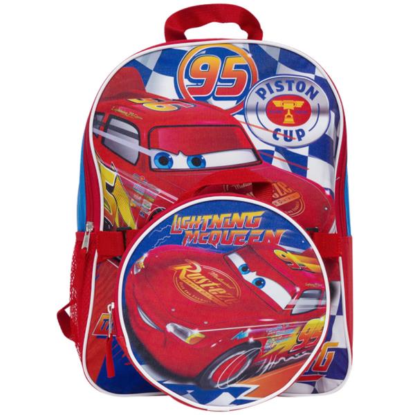 DISNEY CARS LIGHTNING MCQUEEN BACKPACK W DETACHABLE LUNCH KIT