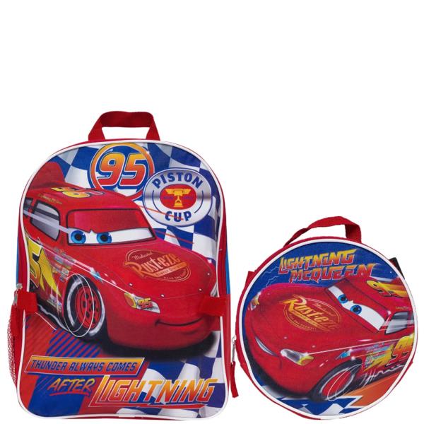 DISNEY CARS LIGHTNING MCQUEEN BACKPACK W DETACHABLE LUNCH KIT