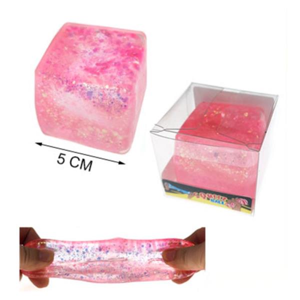 GLITTER CUBE SQUISHY SQUEEZE TOY (12 UNITS)