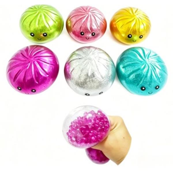 METALLIC DUMPLING SQUISHY SQUEEZE TOY (12 UNITS)