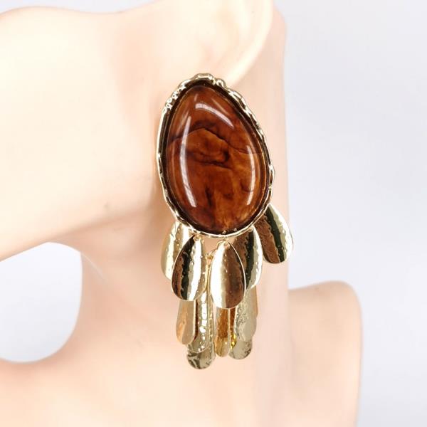 STONE FRINGE DROP EARRING